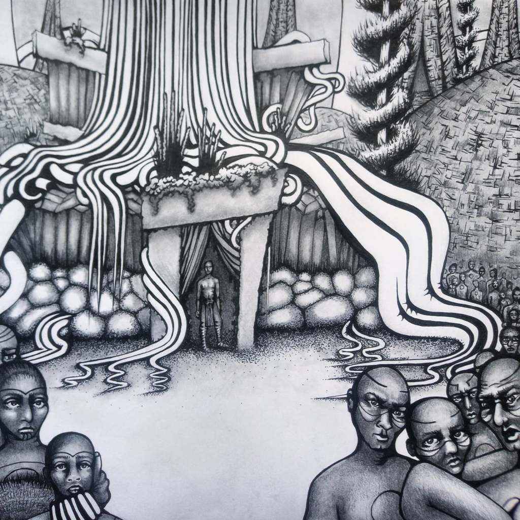 A high-pitched whistle cut through the noise and silenced the crowd. Everyone’s attention turned towards a small house near the first pyre.